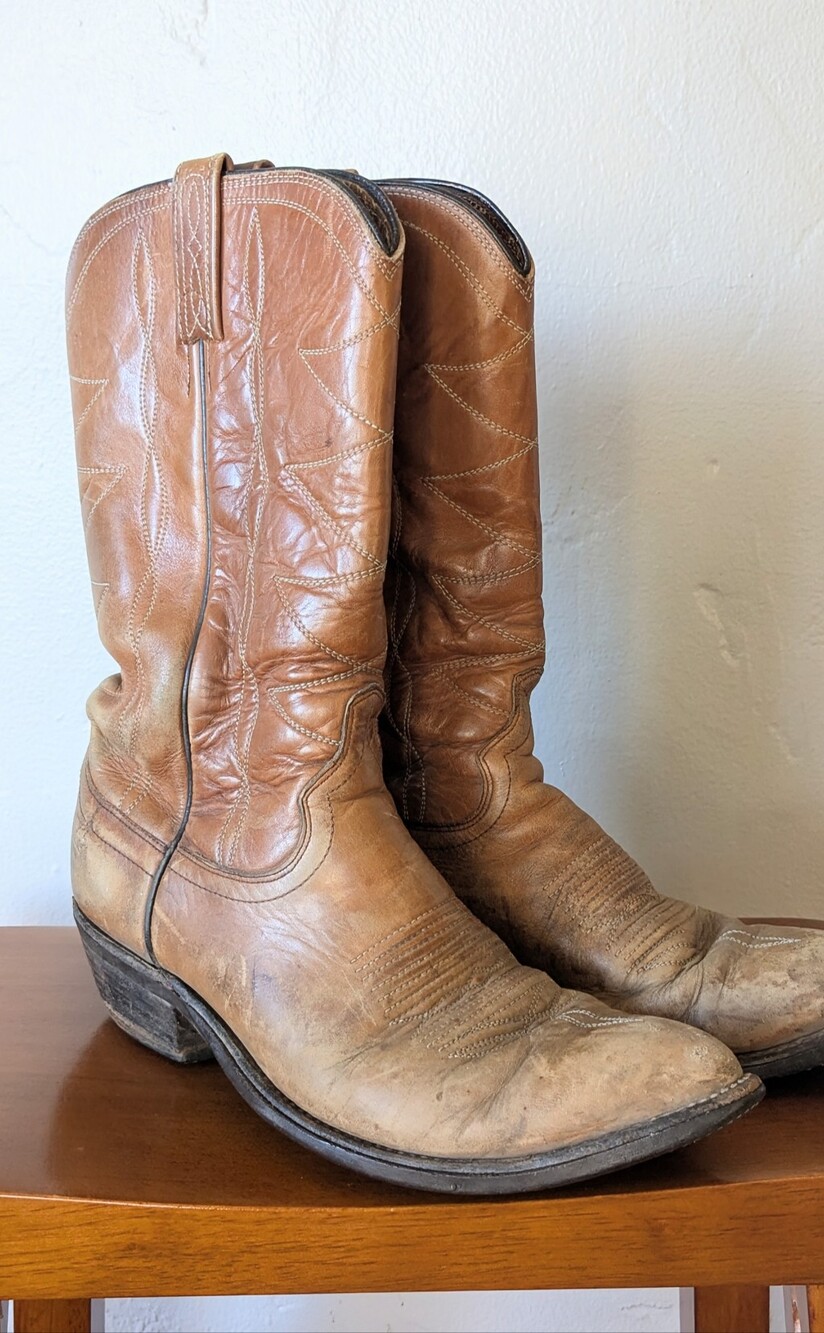 Vintage Dan Post Western Cowboy Boots | Tan Leather | Avonite Hypalon Soles